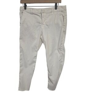Frank &‎ Eileen Women's White Cotton Crop Pants Size 10 Frayed Hem